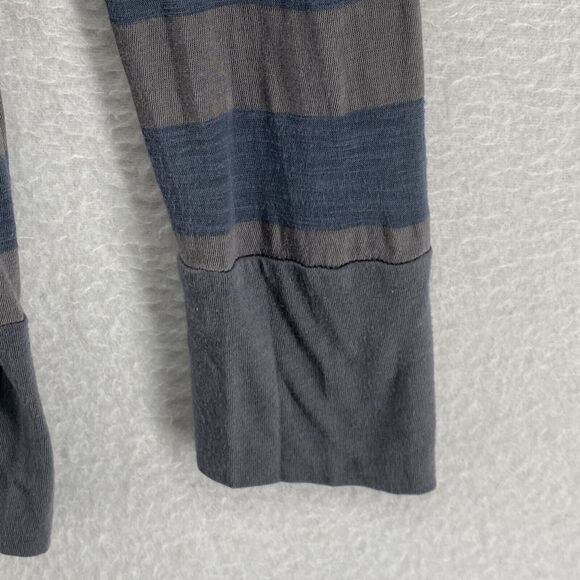 SPLENDID Cardigan L Striped V-Neck Button Front Long Sleeve Cotton Jersey Gray - Picture 5 of 11